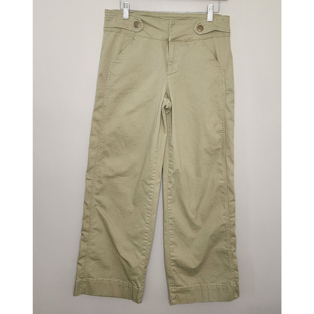 BCBGeneration Mid Rise Wide Leg Trouser Khaki Tan‎ Cotton Stretch Women 5/27